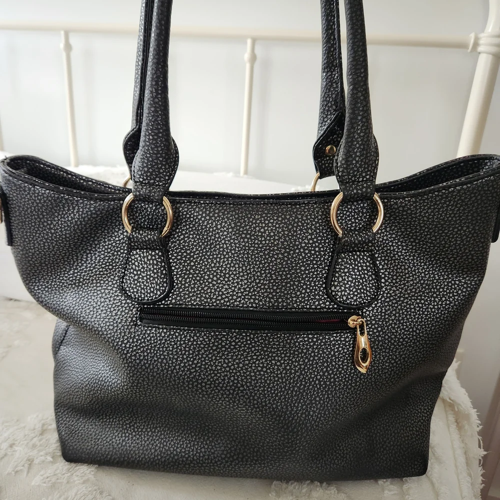 Michael Kors Black Pebbled Leather Satchel with Gold Hardware 22 Inch Straps